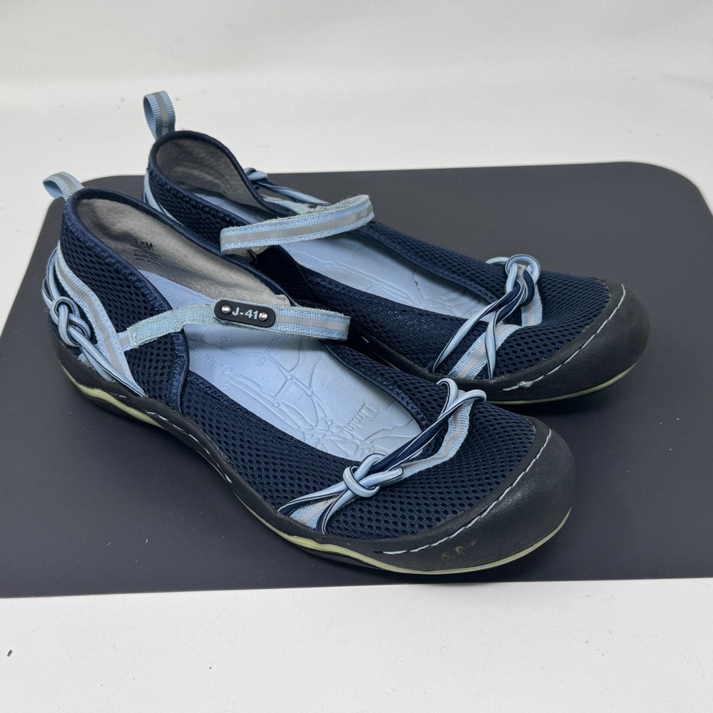 J-41 Misty Adventure Mary Jane Slip-Ons Blue Walking Sandals 7.5